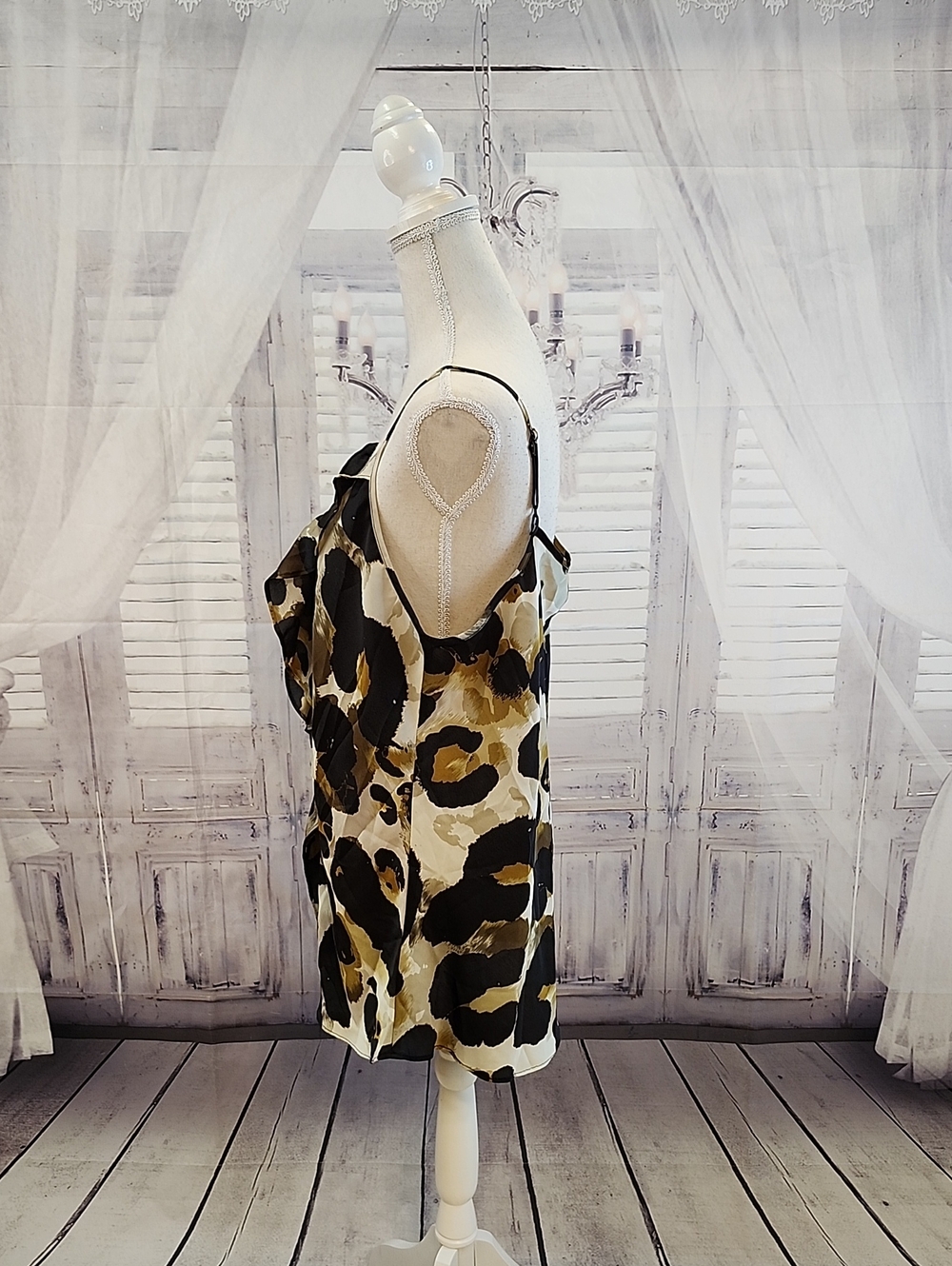 Cabi Ruffled Animal Print Tank Top - Picture 2 of 4